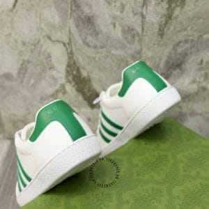 Giày Gucci thể thao nam màu trắng họa tiết sọc xanh lá - Hình ảnh 8