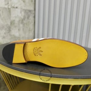 Giày Gucci nam màu vàng da bò họa tiết sọc trắng logo kim loại - Ảnh 9