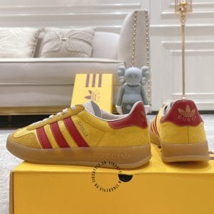 Giày Gucci Sneaker thể thao nam da lộn màu vàng sọc đỏ - Hình ảnh 5
