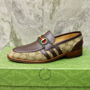 Giày Gucci nam họa tiết da nâu logo vàng phiên bản Vip - Ảnh 7