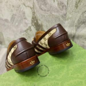 Giày Gucci nam họa tiết da nâu logo vàng phiên bản Vip - Ảnh 8