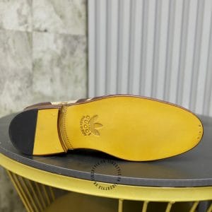 Giày Gucci nam họa tiết da nâu logo vàng phiên bản Vip - Ảnh 9