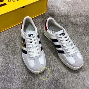 Giày nam hàng hiệu Gucci Sneaker phối màu trắng ghi logo hổ vằn - Hình ảnh 3