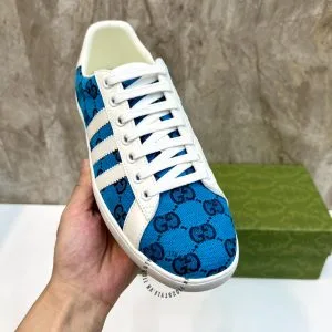 Giày Gucci Sneaker thể thao nam xanh dương họa tiết Monogram - Hình ảnh 5