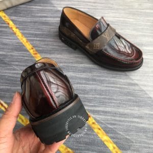 Giày Louis Vuitton nam loafer màu nâu đỏ họa tiết Monogram - Ảnh 8