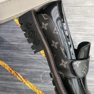Giày hàng hiệu nam Louis Vuitton loafer màu đen đế cao su dày - Hình ảnh 9