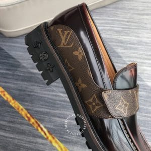 Giày Louis Vuitton nam loafer màu nâu đỏ họa tiết Monogram - Ảnh 7