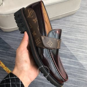 Giày Louis Vuitton nam loafer màu nâu đỏ họa tiết Monogram - Ảnh 6