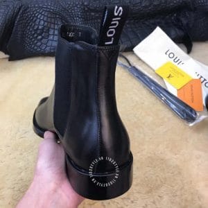 Giày nam Louis Vuitton cổ cao chelsea boot đen trơn hàng hiệu - Ảnh 6