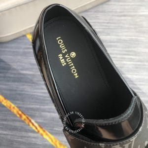 Giày hàng hiệu nam Louis Vuitton loafer màu đen đế cao su dày - Hình ảnh 8