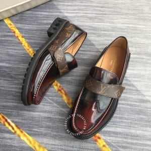 Giày Louis Vuitton nam loafer màu nâu đỏ họa tiết Monogram - Ảnh 4