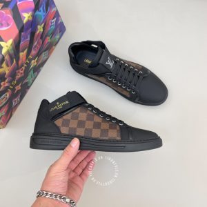 Giày hàng hiệu nam LV Sneakers màu đen phối nâu - Ảnh 3