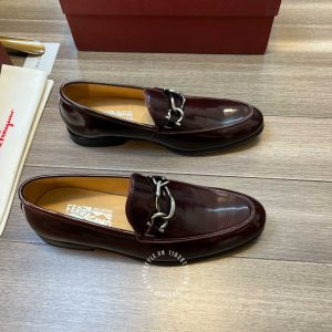 Giày Salvatore Ferragamo nam màu đỏ rượu vang hàng hiệu - Ảnh 2