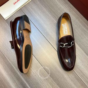 Giày Salvatore Ferragamo nam màu đỏ rượu vang hàng hiệu - Ảnh 3