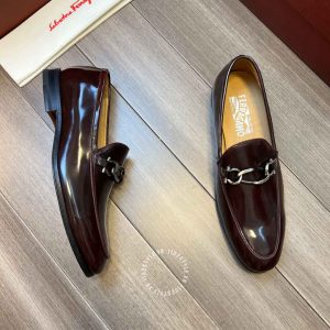 Giày Salvatore Ferragamo nam màu đỏ rượu vang hàng hiệu - Ảnh 4