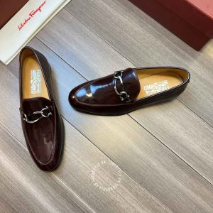 Giày Salvatore Ferragamo nam màu đỏ rượu vang hàng hiệu - Ảnh 5