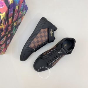 Giày hàng hiệu nam LV Sneakers màu đen phối nâu - Ảnh 2