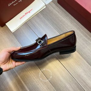 Giày Salvatore Ferragamo nam màu đỏ rượu vang hàng hiệu - Ảnh 7