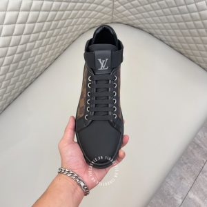 Giày hàng hiệu nam LV Sneakers màu đen phối nâu - Ảnh 4