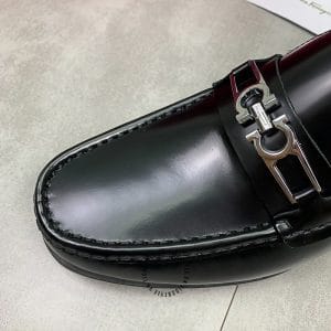 Giày Lười Salvatore Ferragamo màu đen trơn logo bạc - Ảnh 5