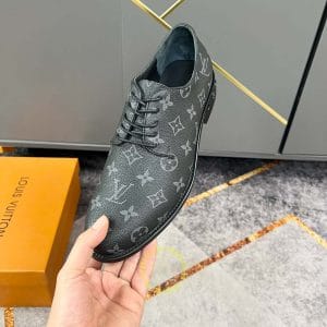 Giày tây Louis Vuitton nam màu đen họa tiết Monogam hàng hiệu - Hình ảnh 6