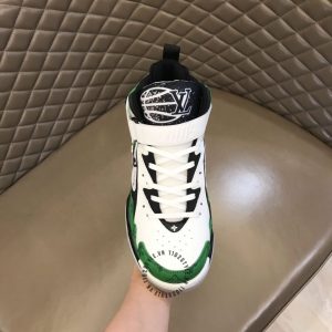 Giày LV Sneakers cổ cao nam màu xanh lá họa tiết monogram mới lạ - Ảnh 6