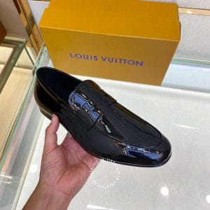 Giày Penny Loafer Louis Vuitton nam đen da bóng hàng hiệu - Ảnh 6