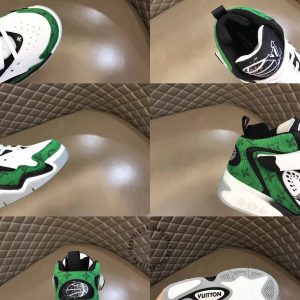 Giày LV Sneakers cổ cao nam màu xanh lá họa tiết monogram mới lạ - Ảnh 9