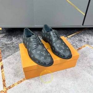 Giày tây Louis Vuitton nam màu đen họa tiết Monogam hàng hiệu - Hình ảnh 2