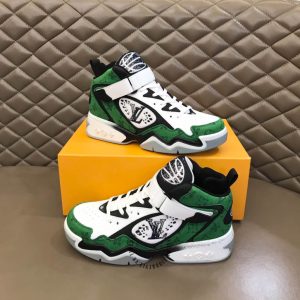 Giày LV Sneakers cổ cao nam màu xanh lá họa tiết monogram mới lạ - Ảnh 4