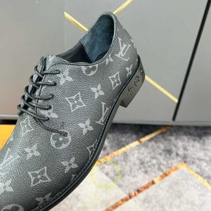 Giày tây Louis Vuitton nam màu đen họa tiết Monogam hàng hiệu - Hình ảnh 8