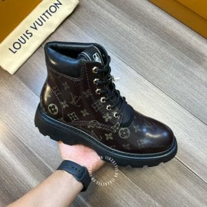 Giày Louis Vuitton cổ cao màu nâu da bò hàng hiệu cao cấp - Ảnh 7