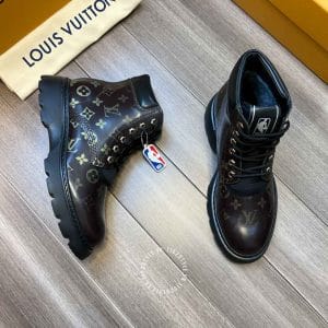 Giày Louis Vuitton cổ cao màu nâu da bò hàng hiệu cao cấp - Ảnh 4