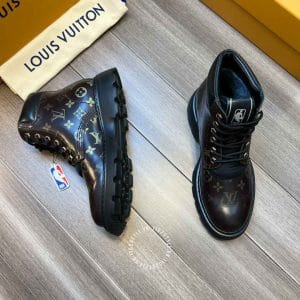 Giày Louis Vuitton cổ cao màu nâu da bò hàng hiệu cao cấp - Ảnh 3