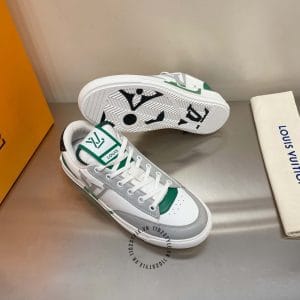 Giày Louis Vuitton hàng hiệu sneaker phối màu trắng ghi xanh - Ảnh 4