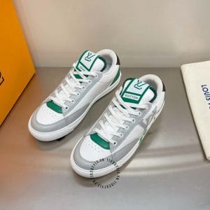 Giày Louis Vuitton hàng hiệu sneaker phối màu trắng ghi xanh - Ảnh 3