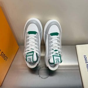 Giày Louis Vuitton hàng hiệu sneaker phối màu trắng ghi xanh - Ảnh 2