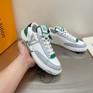 Giày Louis Vuitton hàng hiệu sneaker phối màu trắng ghi xanh - Ảnh 6