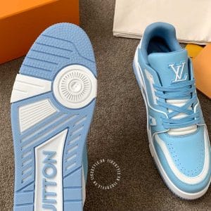 Giày Louis Vuitton Sneaker xanh da thật họa tiết nổi trẻ trung - Ảnh 3