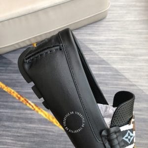 Giày lười Louis Vuitton siêu cấp màu đen logo kim loại nổi bật - Hình ảnh 8