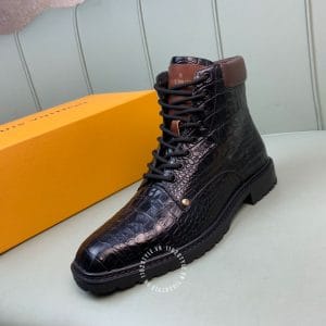 Giày Louis Vuitton cổ cao màu đen da bò dập vân cá sấu - Hình ảnh 5