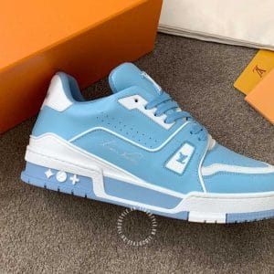 Giày Louis Vuitton Sneaker xanh da thật họa tiết nổi trẻ trung - Ảnh 5