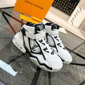 Giày LV Sneakers nam cổ cao kiểu dáng thể thao phối màu đen trắng cực đẹp - Ảnh 3