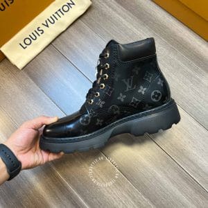 Giày Louis Vuitton Đen Cổ Cao Da Bóng Họa Tiết - Hình ảnh 8