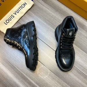 Giày Louis Vuitton Đen Cổ Cao Da Bóng Họa Tiết - Hình ảnh 6
