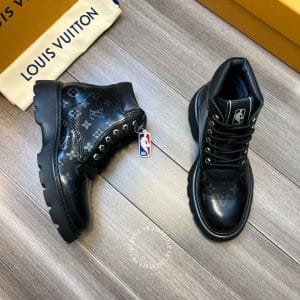 Giày Louis Vuitton Đen Cổ Cao Da Bóng Họa Tiết - Hình ảnh 3