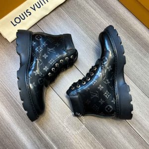 Giày Louis Vuitton Đen Cổ Cao Da Bóng Họa Tiết - Hình ảnh 5