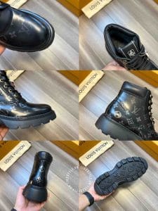 Giày Louis Vuitton Đen Cổ Cao Da Bóng Họa Tiết - Hình ảnh 9