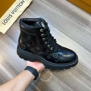 Giày Louis Vuitton Đen Cổ Cao Da Bóng Họa Tiết - Hình ảnh 7