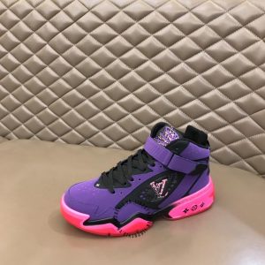 Giày LV Sneakers da thật tím phối hồng cá tính - Ảnh 6